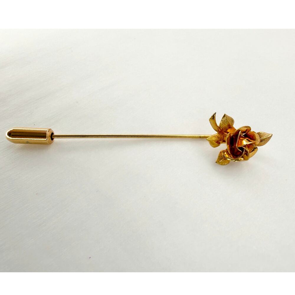 Antique Art Nouveau Rose Stick Pin 12K Gold Filled Signed Newark NJ Jewelry